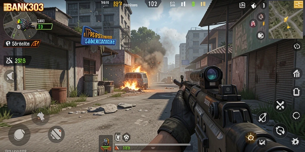 Gameplay seru BANK303 dengan aksi tembak-menembak yang mendebarkan.