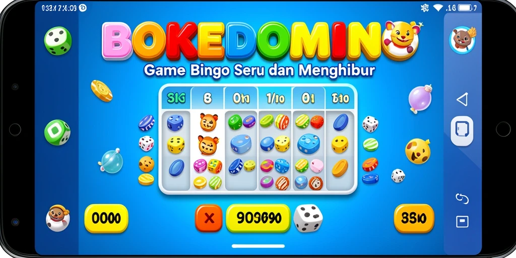 Tampilan menarik dari gameplay BOKEDOMINO yang penuh warna.