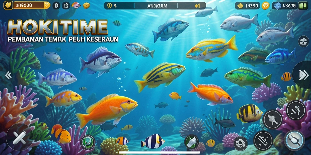 Screenshot HOKITIME menampilkan gameplay Tembak Ikan yang seru.