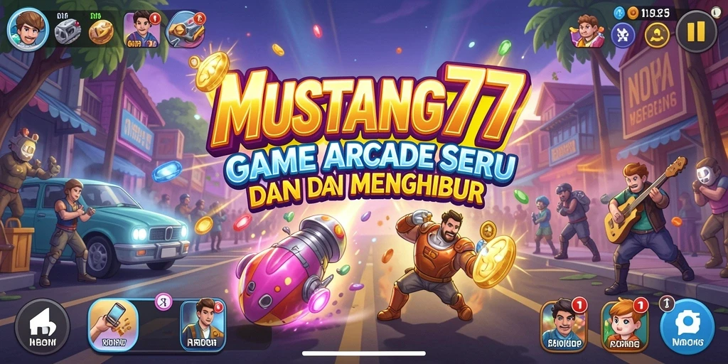Screenshot gameplay MUSTANG77 menunjukkan aksi seru dalam permainan arcade.
