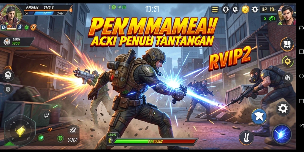 Tampilan gameplay mendebarkan dari RVIP2 saat bertarung di arena aksi.